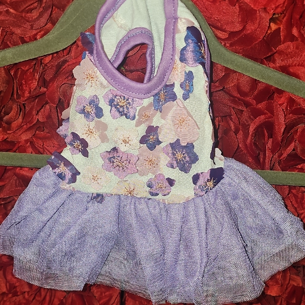 Purple Floral & Tool Dog Dress NWOT Size XSmall